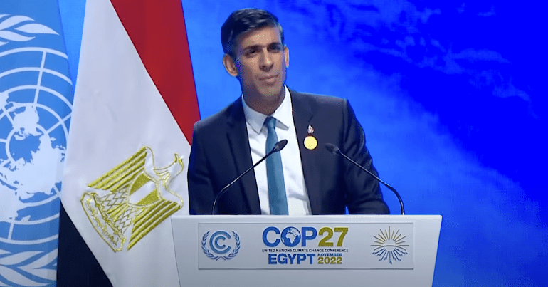 Rishi Sunak speaking at COP27