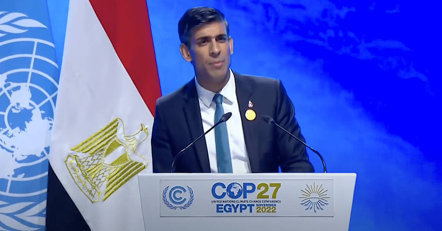 Rishi Sunak speaking at COP27