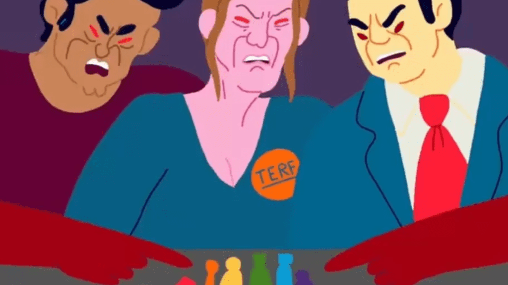 Screenshot from the Oxfam video, featuring Rowling's supposed likeness