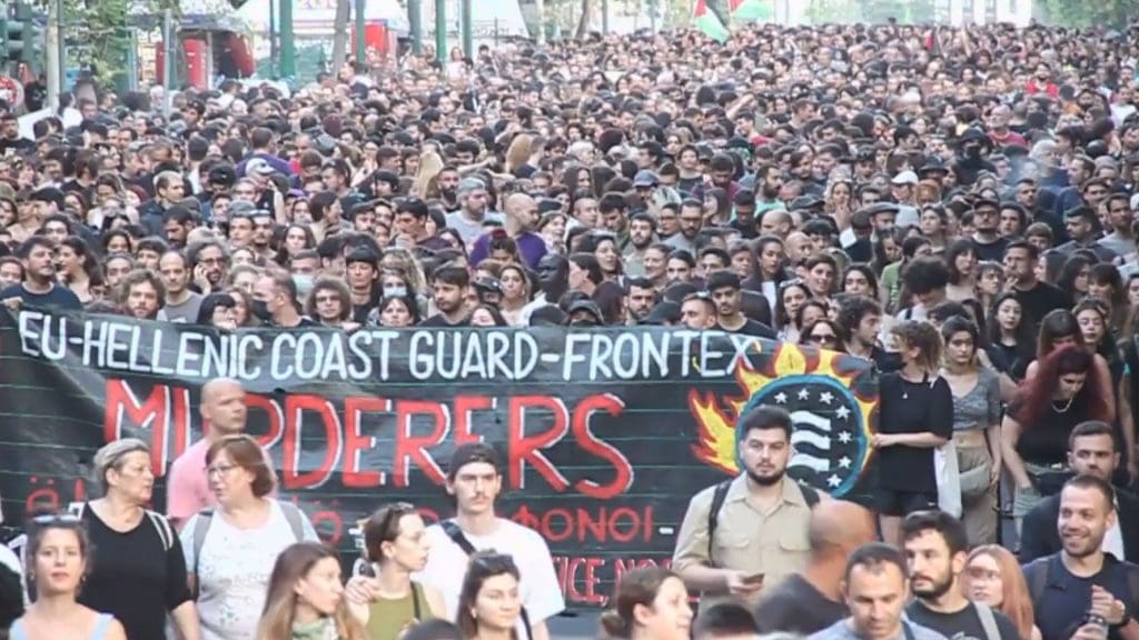 Thousands turn out to protests in Athens, Greece, after a refugee boat sunk off the country's coast due to Europe's border policies Europe