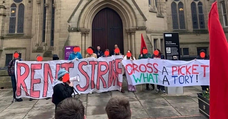 A UoM Rent Strike protest