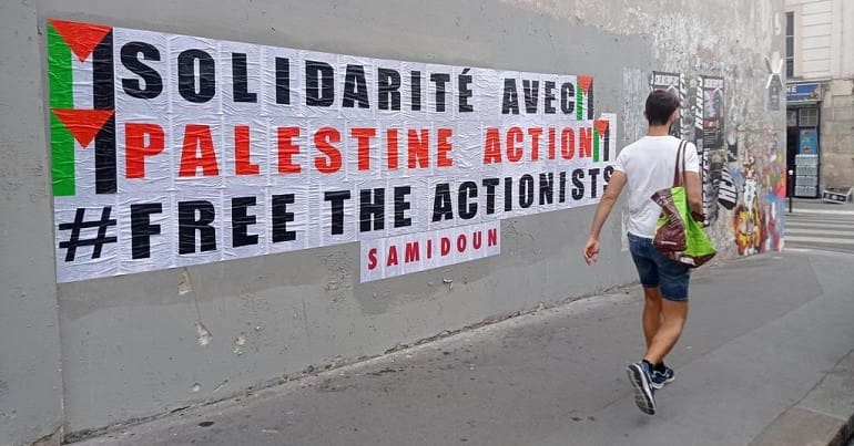 A poster in France in solidarity with pro-Palestine activists