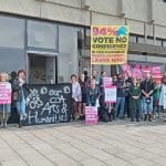 Brighton University staff protesting outside Brighton conference centre