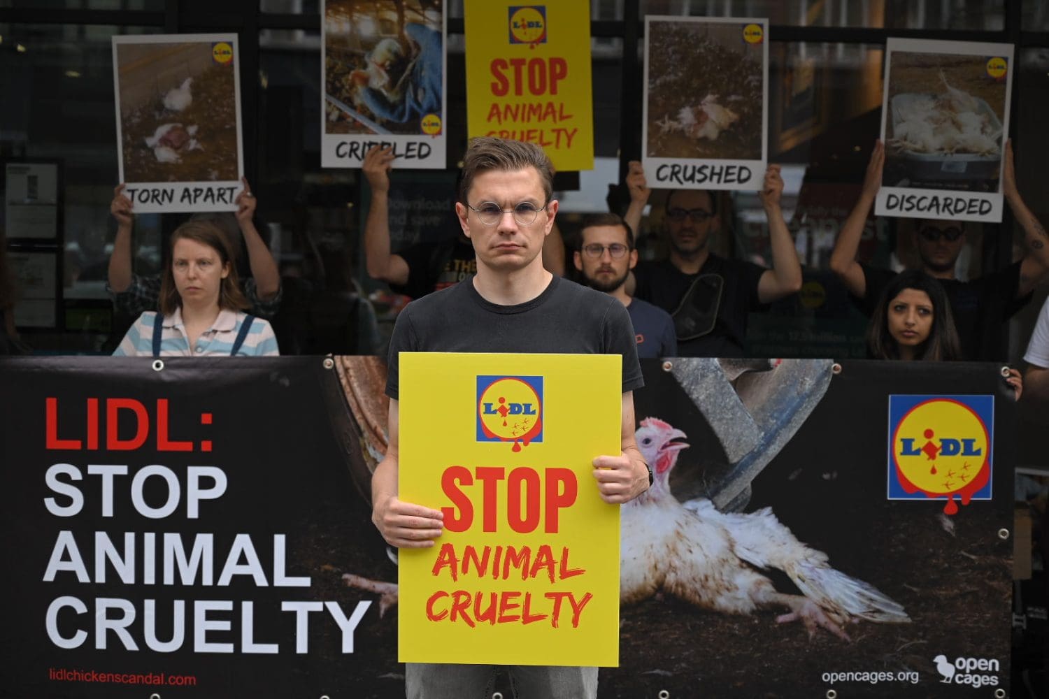 Lidl Open Cages protest London