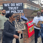 Protest in Croydon Met Police Black woman bus fare