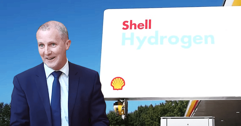 A Shell hydrogen station and Scottish government minister Michael Matheson