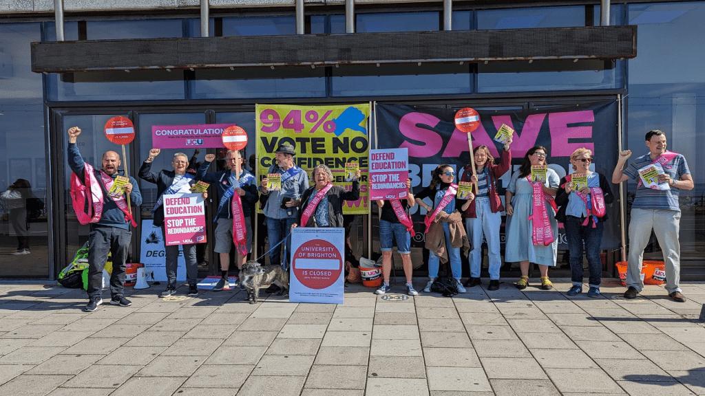UCU members protesting at Brighton University marking boycott