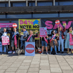 UCU members protesting at Brighton University marking boycott