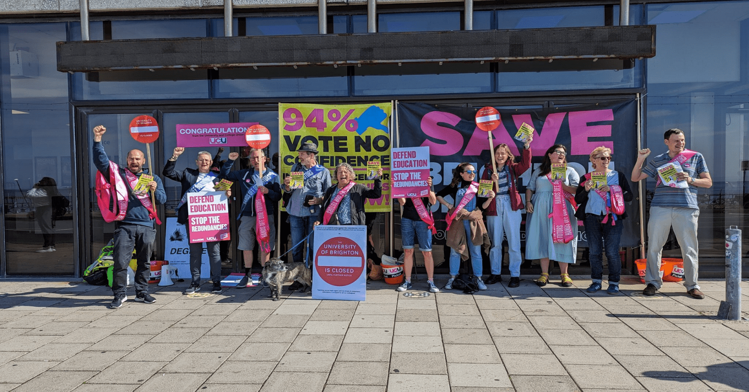 UCU members protesting at Brighton University marking boycott