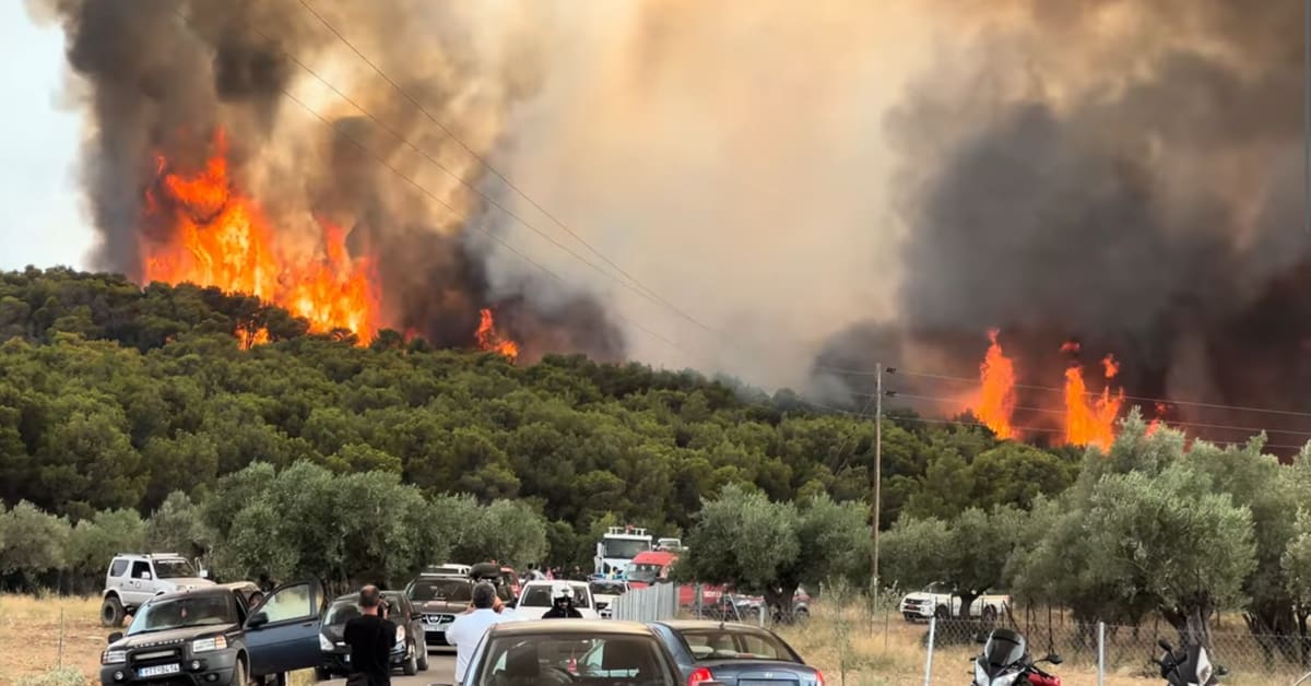 Wildfire rages outside of Athens, Greece, as signs of the climate crisis become very visible
