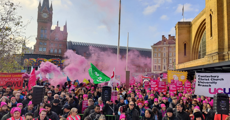 A UCU protest universities UCEA marking boycott