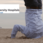 A person with their head in the sand and Oxford NHS logo ME