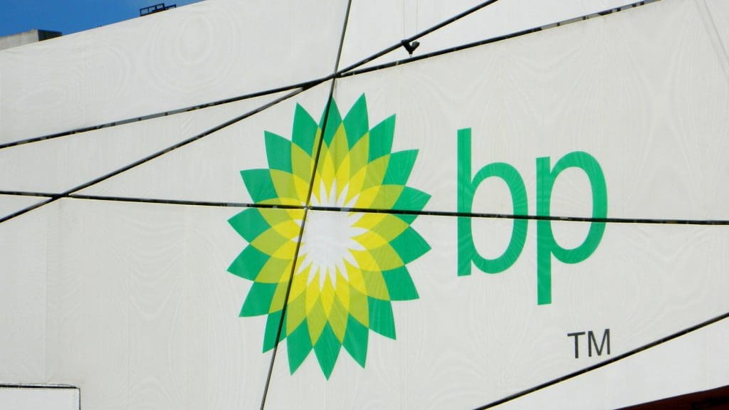 BP logo on a building.