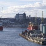 Heavily-industrialised Aberdeen Harbour.