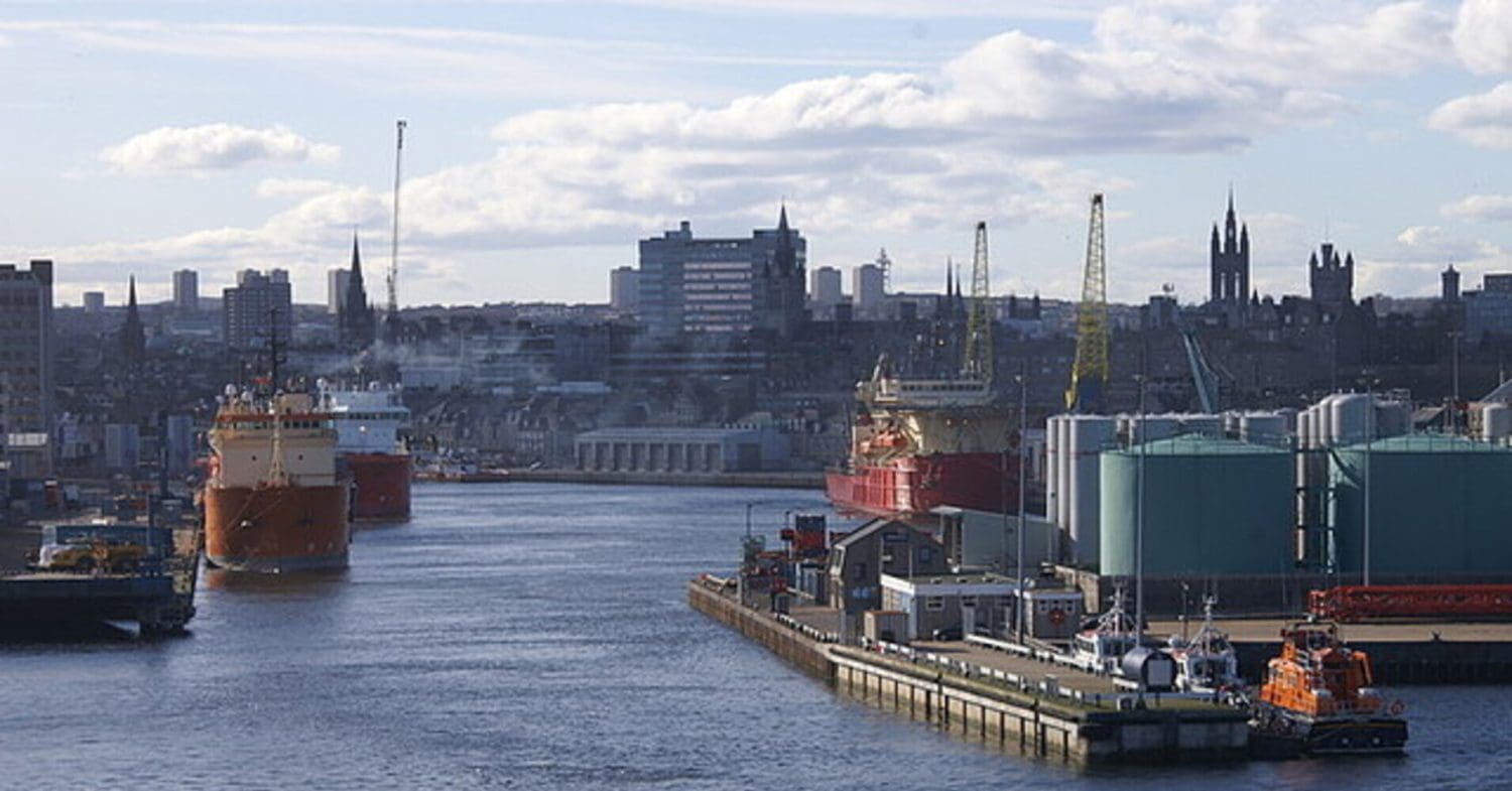 Heavily-industrialised Aberdeen Harbour.