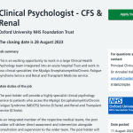 NHS job advert for ME clinical psychologist psychological