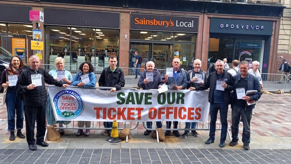 RMT protest Glasgow over ticket office closures