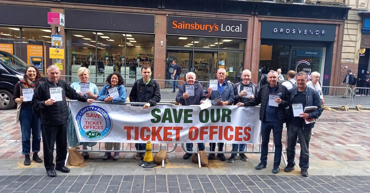 RMT protest Glasgow over ticket office closures