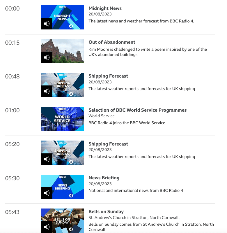 BBC Radio 4 schedule