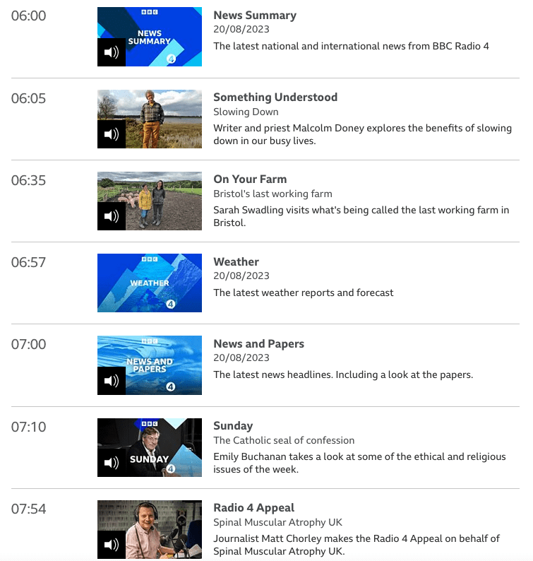 BBC Radio 4 schedule 