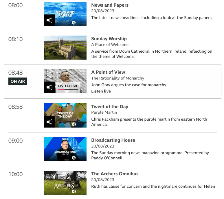 BBC Radio 4 schedule