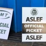 RMT and ASLEF picket placards during train strikes