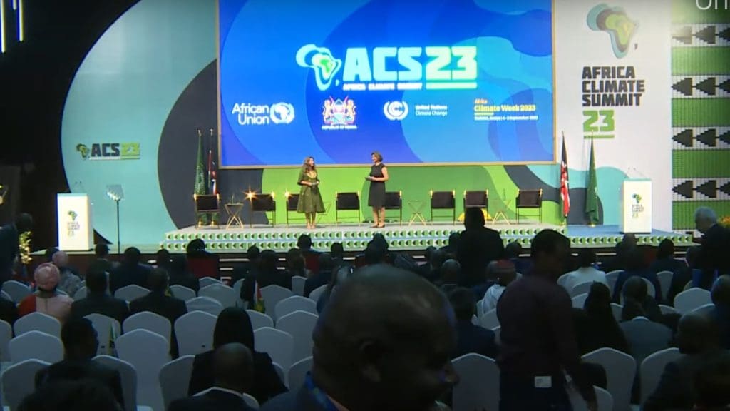 Participants on the stage of the Africa Climate Summit 2023, during its opening ceremony.