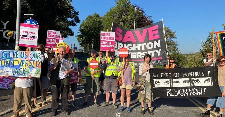 Brighton UCU staging a picket at Brighton University