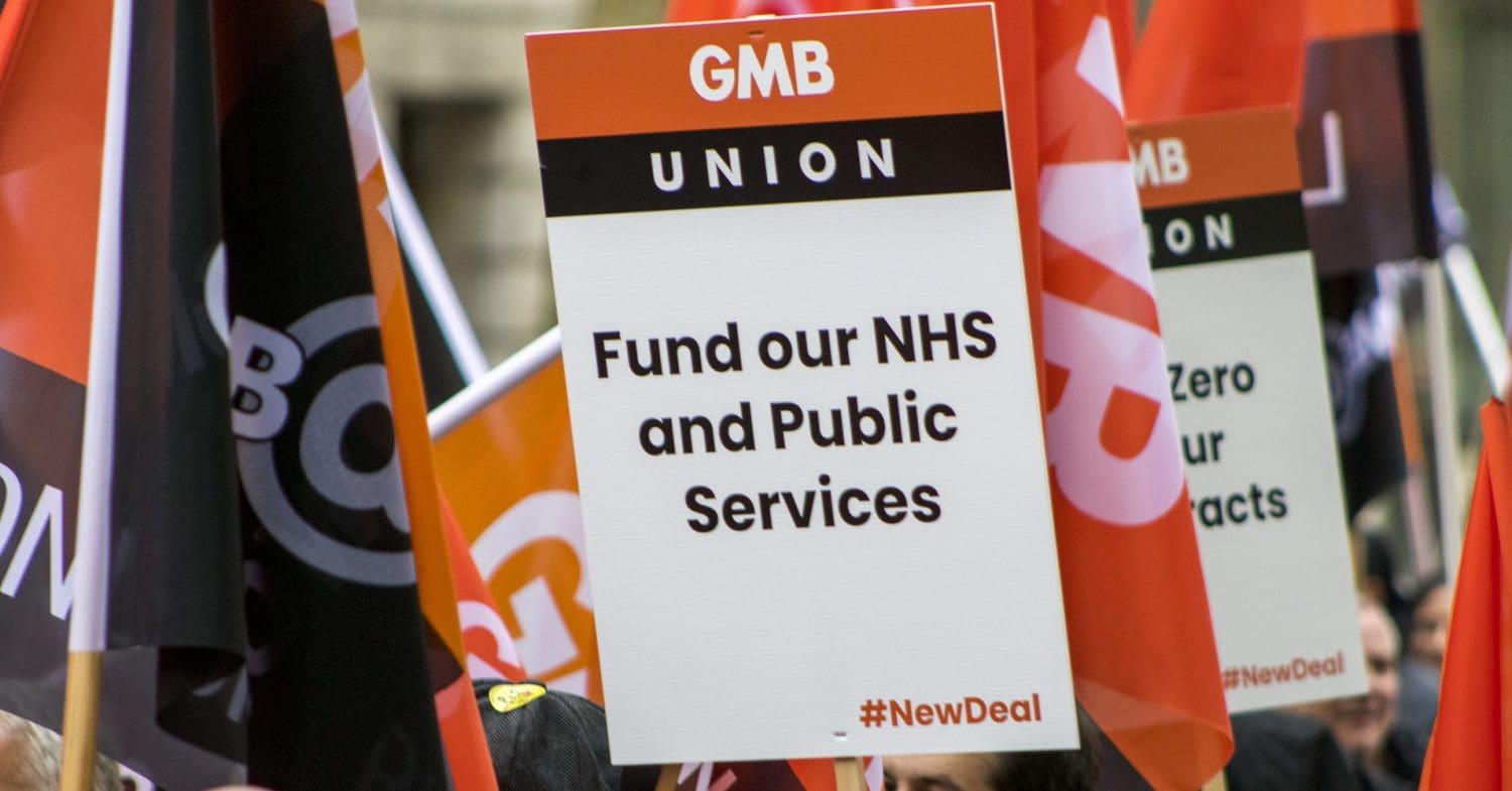 GMB union protest placard