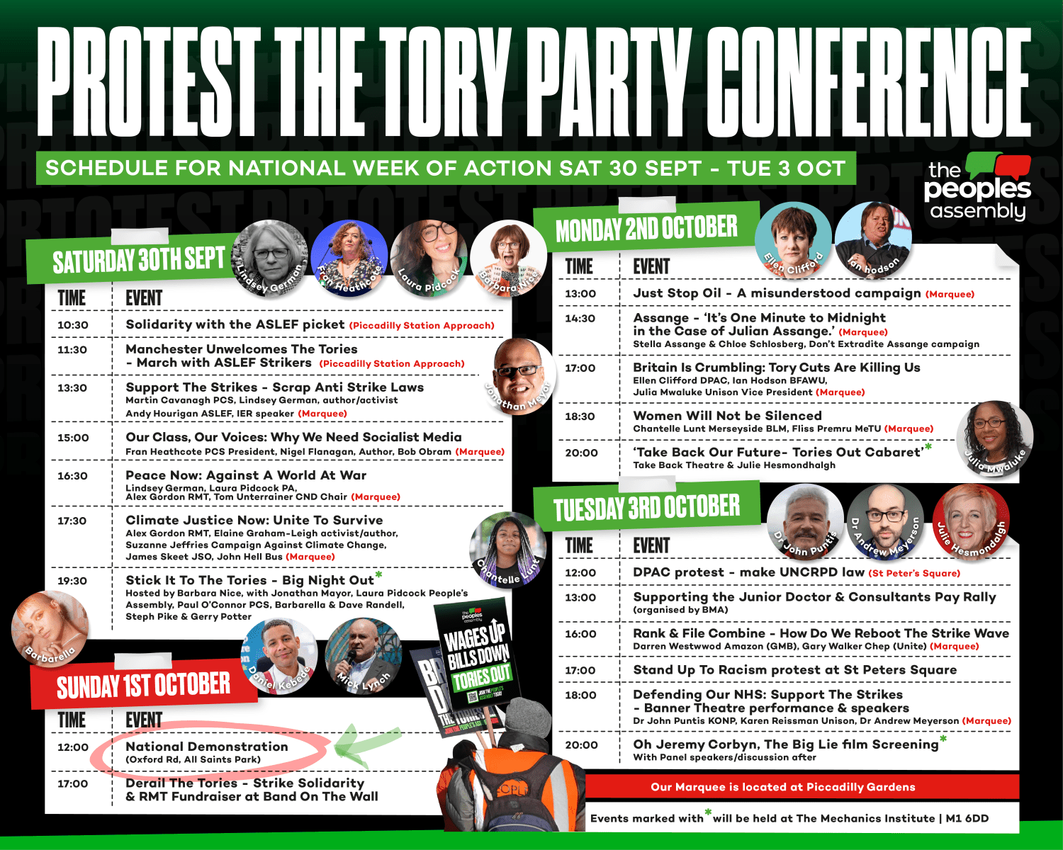 People's Assembly Festival of Resistance schedule 