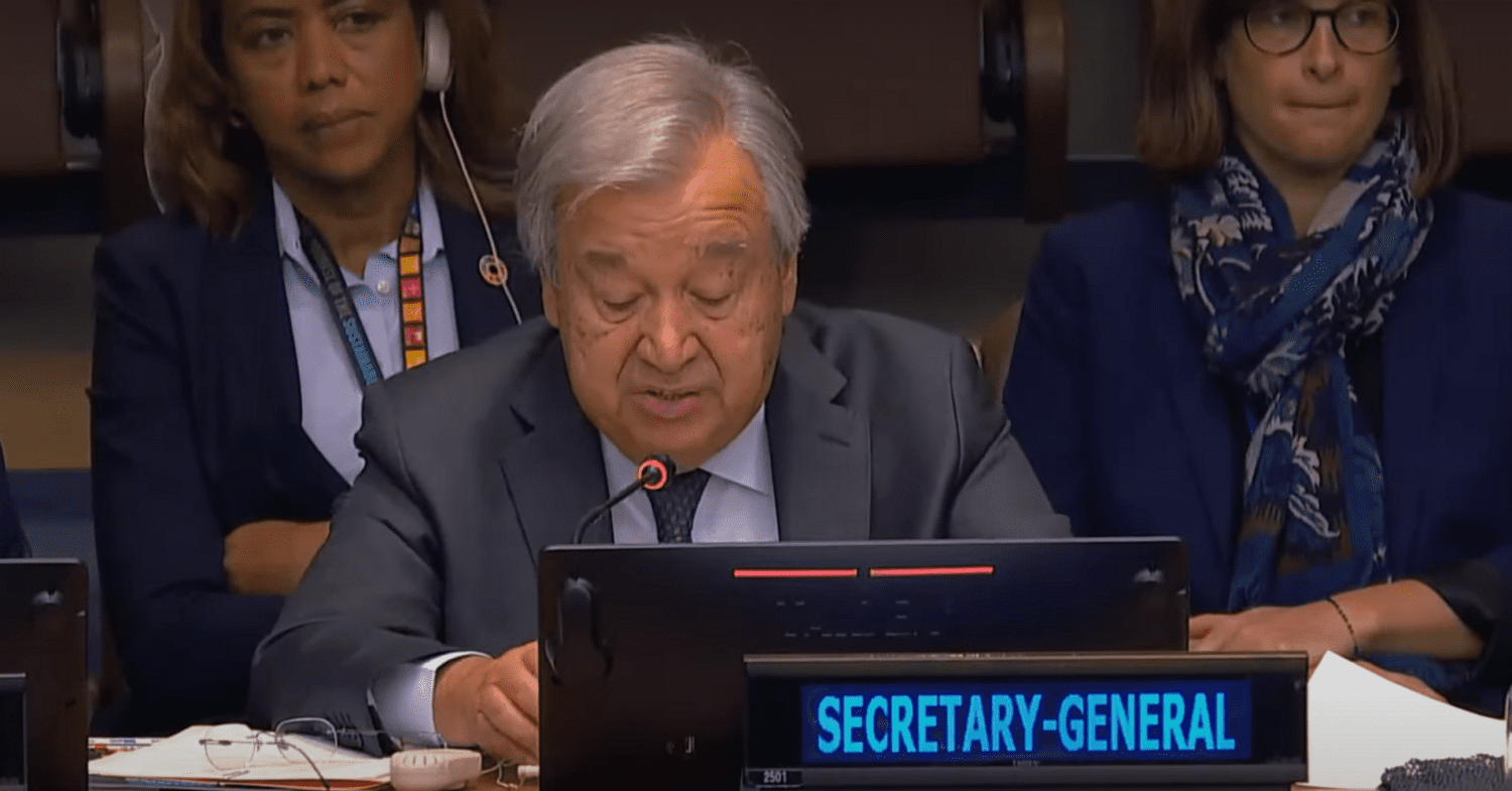 United Nations secretary general Antonio Guterres at the 2023 Climate Ambition Summit.