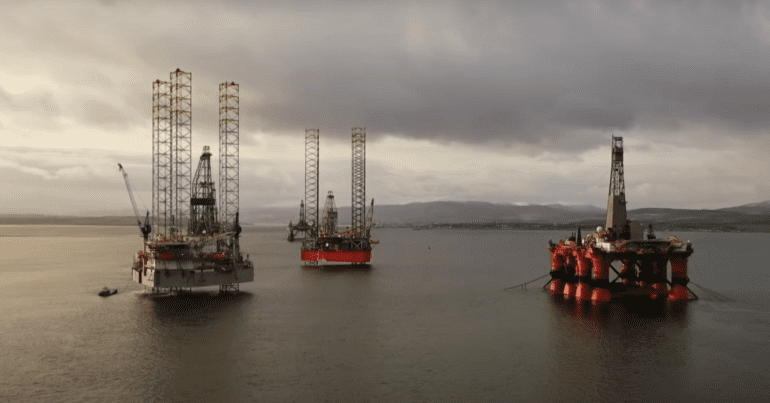 Oil and gas rigs in the North Sea, where the government has approved an enormous new oil and gas field.