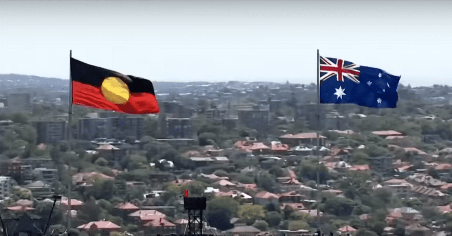 First Nations flag alongside Australia's national flag ahead of Voice vote