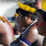Indigenous people protest against the "time limit trick" in Brazil.