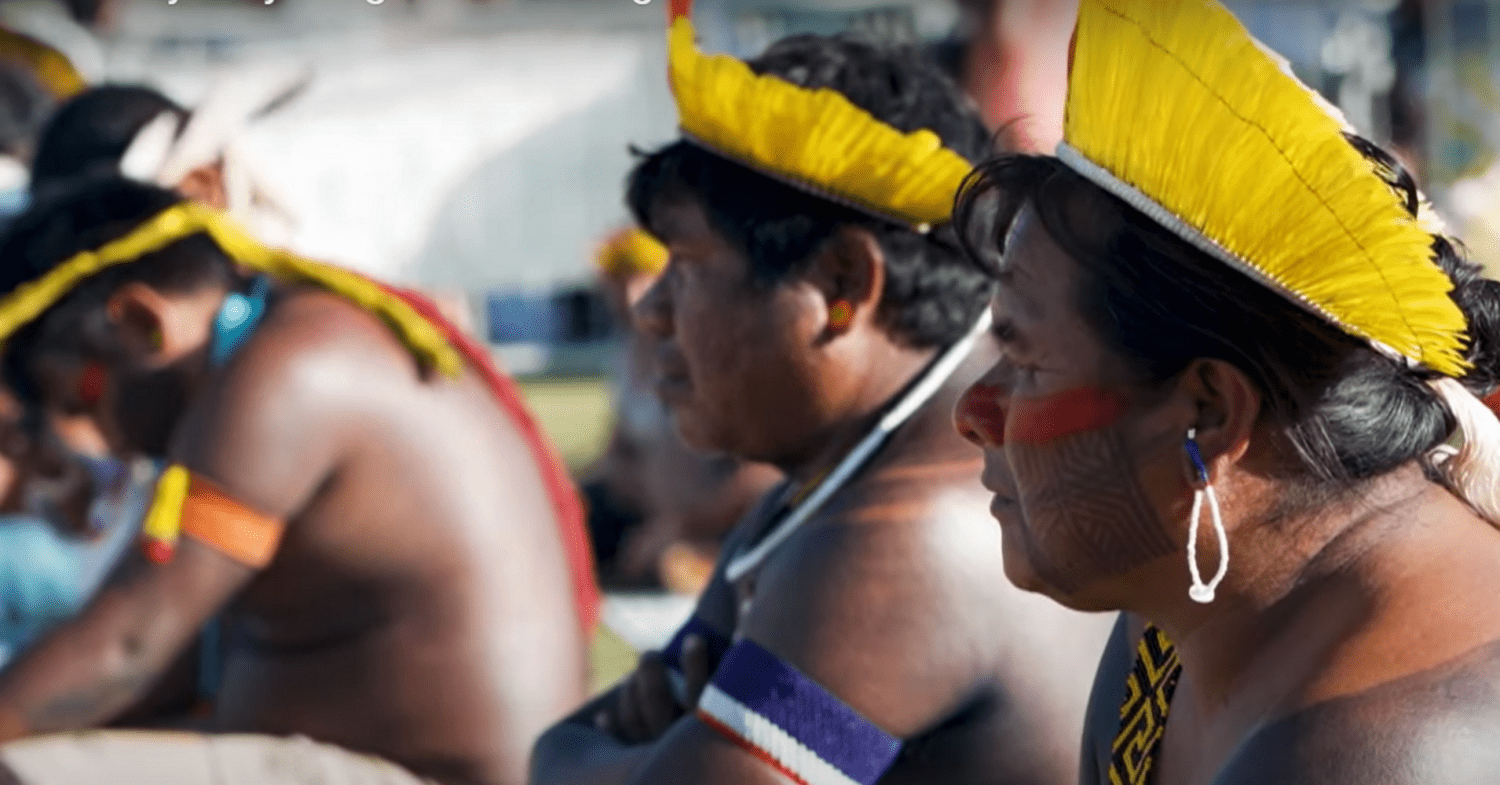Indigenous people protest against the "time limit trick" in Brazil.