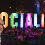 The word socialism lit up with jeremy corbyn and keir starmer TWT