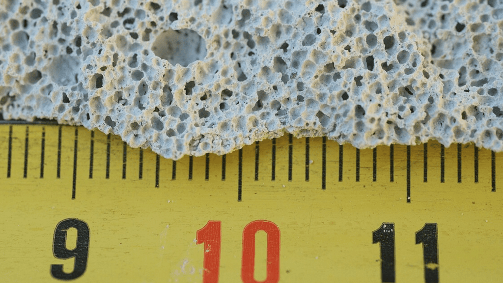 Close up of reinforced autoclaved aerated concrete