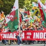 Welsh independence rally in Bangor Wales