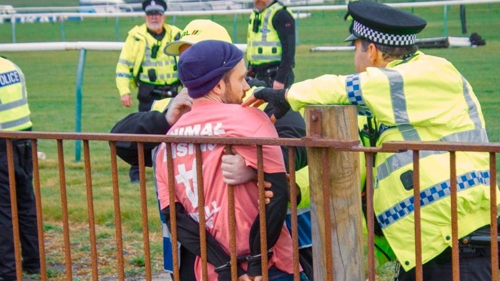 Police arrest Animal Rising member at Scottish Grand National horse racing event