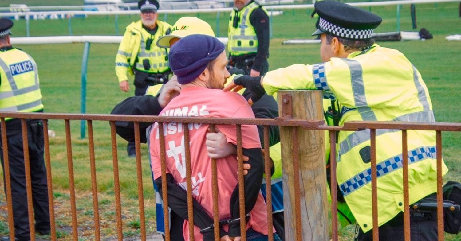 Police arrest Animal Rising member at Scottish Grand National horse racing event