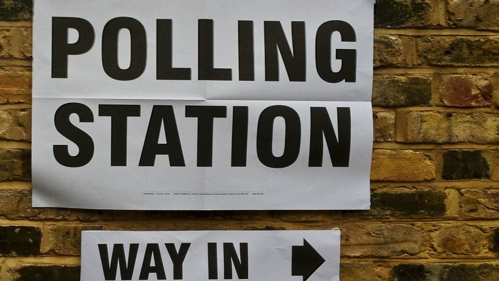 Polling station sign