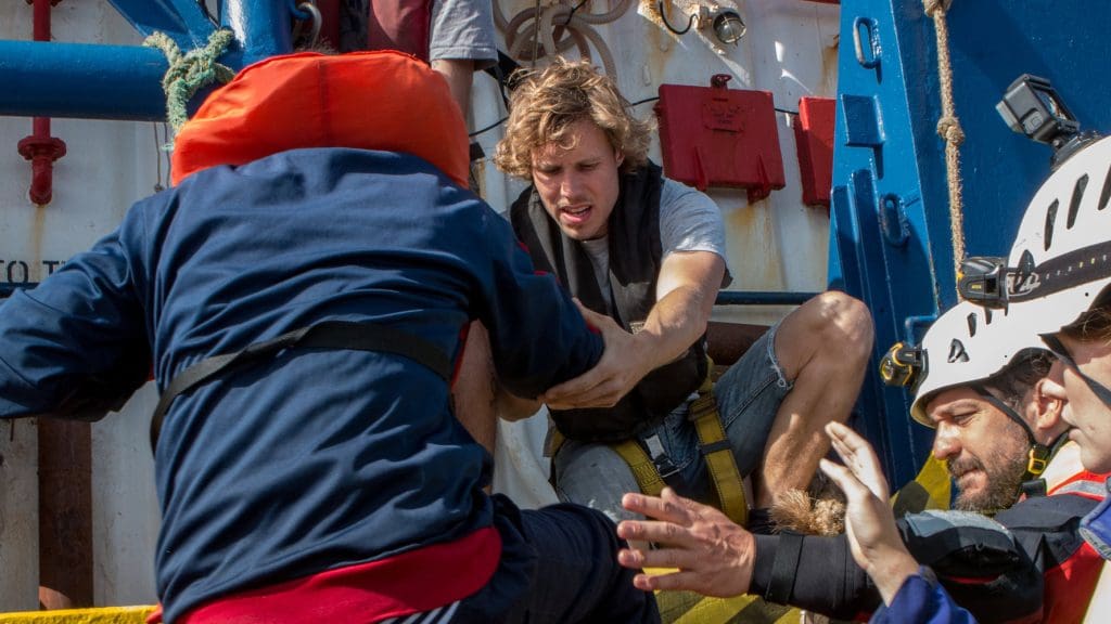 Refugees rescued in the Mediterranean by Sea Watch