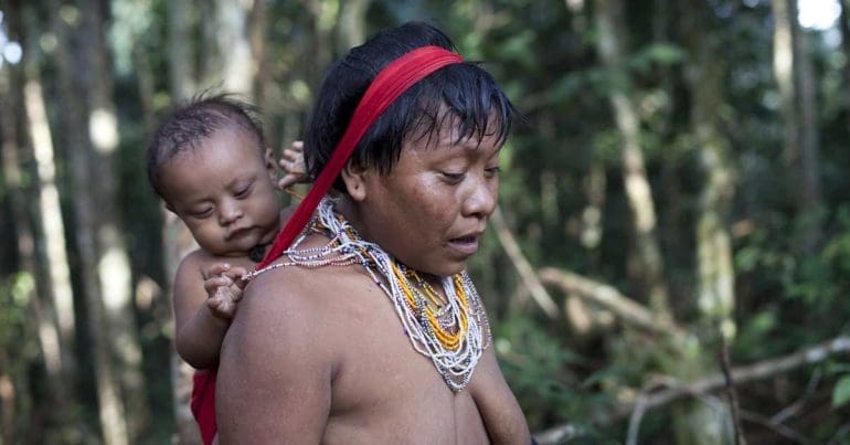 A Yanomami woman and her baby Brazil