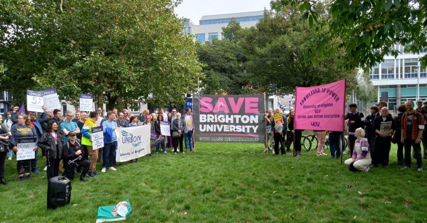 Brighton University UCU members at a protest