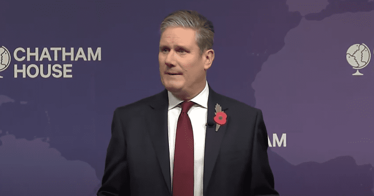 Labour leader Keir Starmer speaking at Chatham House about Israel and Gaza