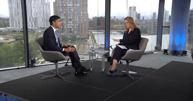 Sunak being interviewed by Kuenssberg HS2