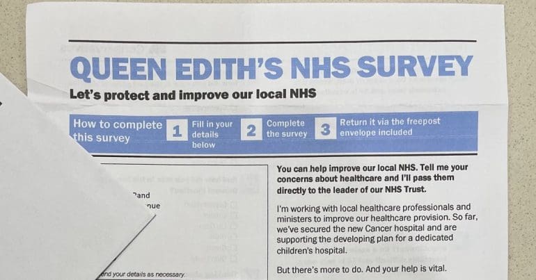 Tory campaign leaflet dressed up as NHS survey