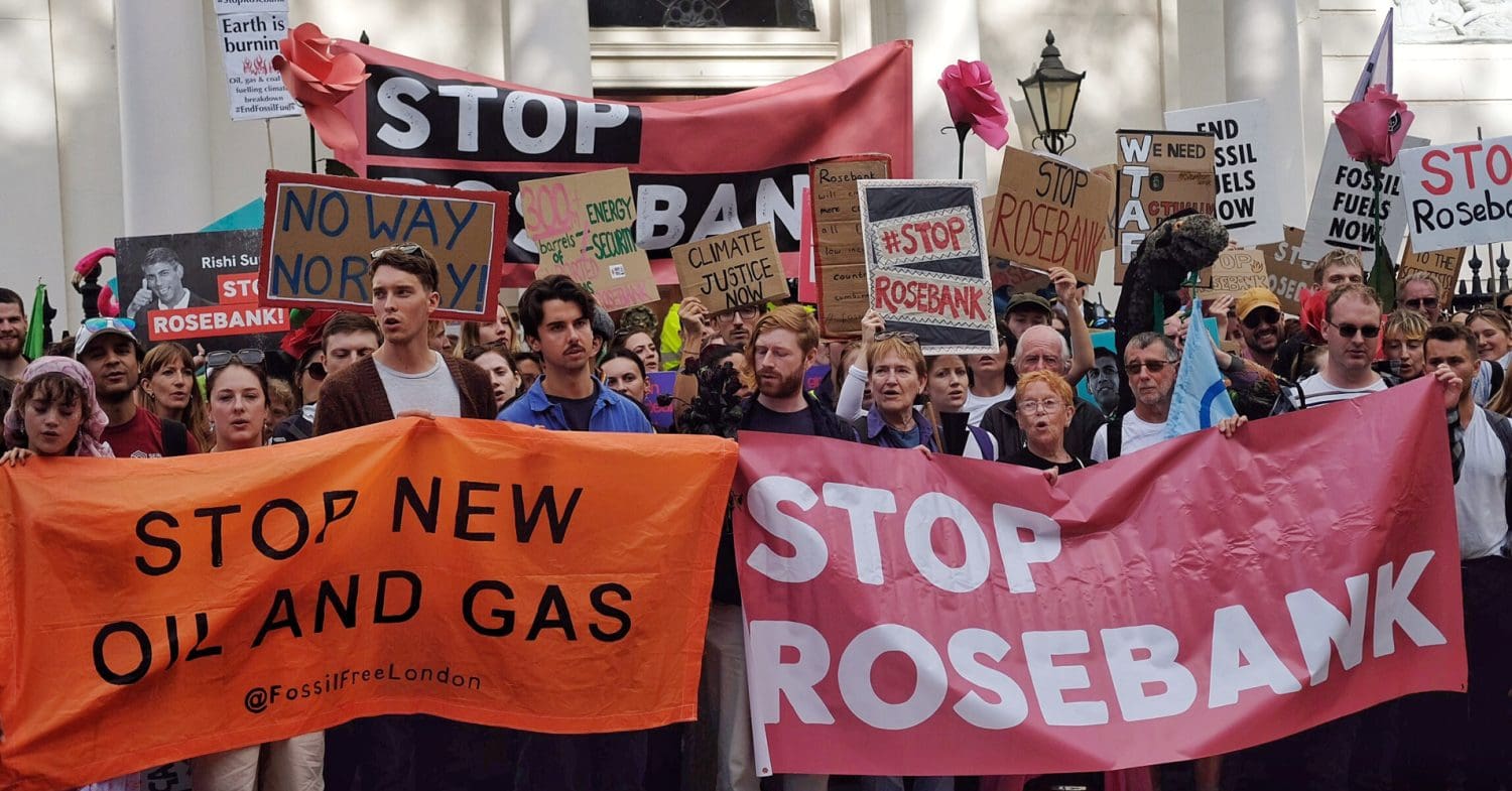 Fossil Free London protest in London against the Rosebank oil field development