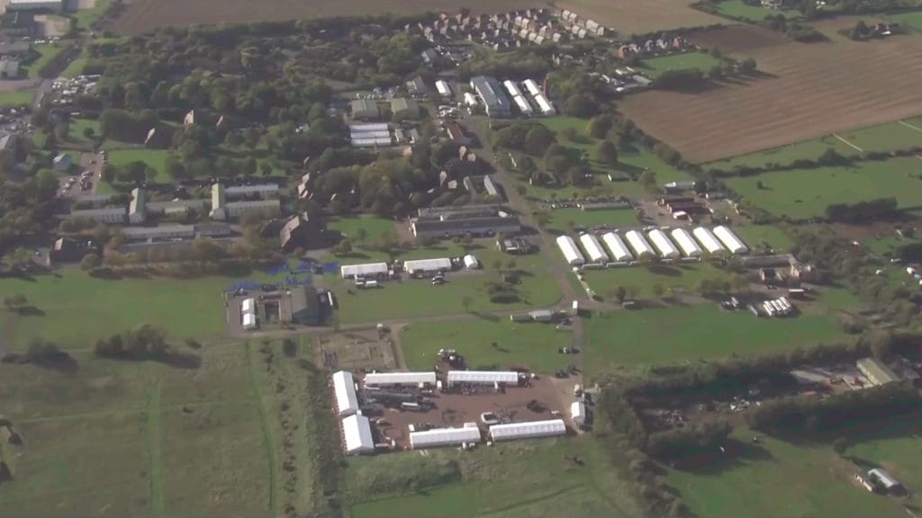Aerial view of Manston detention centre for refugees