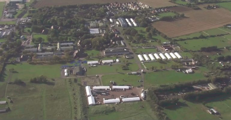 Aerial view of Manston detention centre for refugees